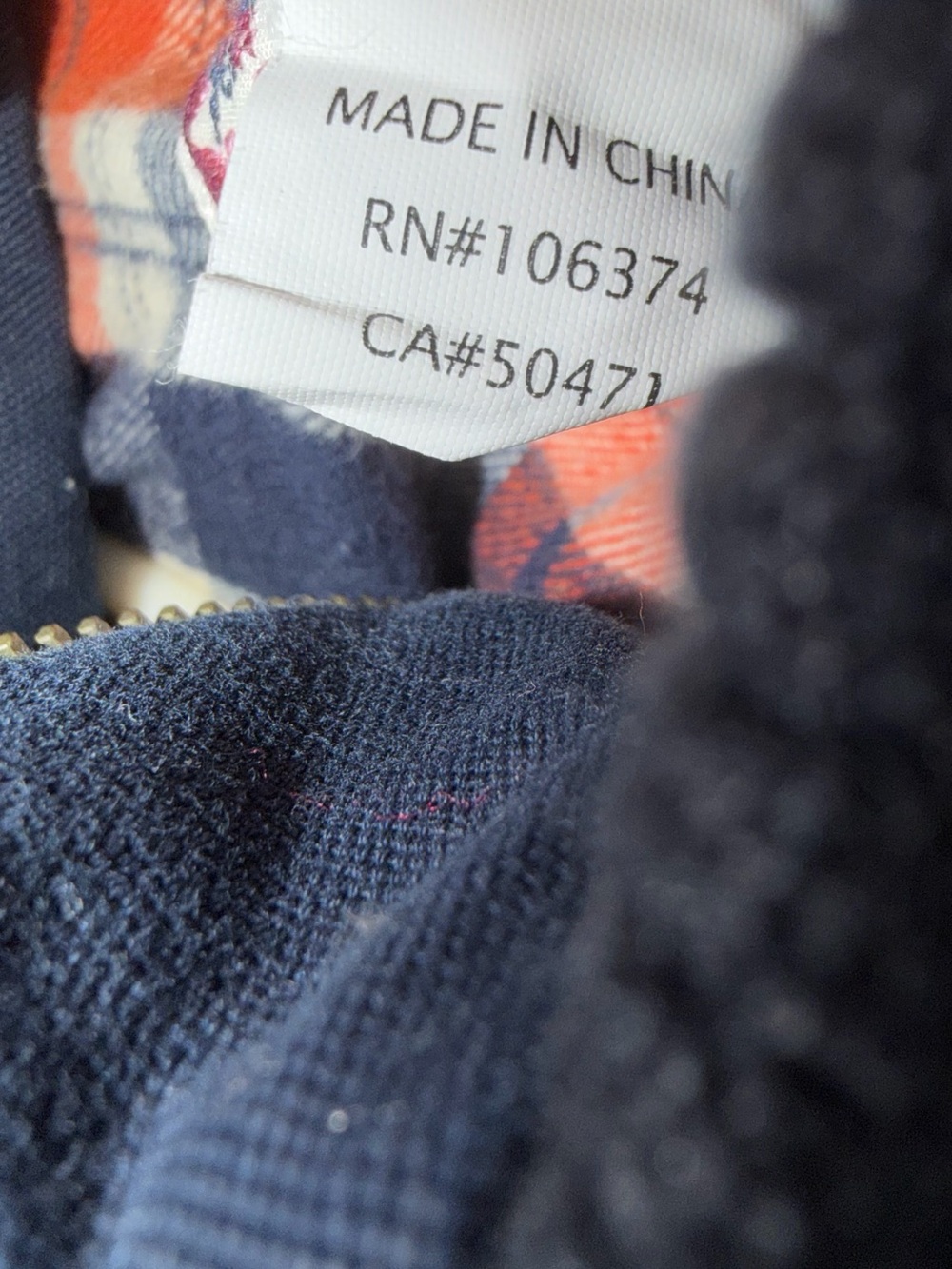 Paper Denim & Cloth Navy Quilted Vest with Orange Plaid Lining - Picture 5 of 5